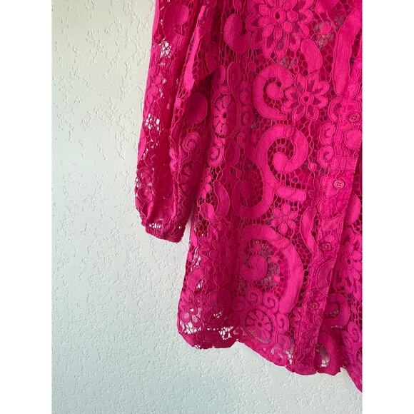 Saks Fifth Avenue Pink Lace Button Up Top size Small - Picture 3 of 5